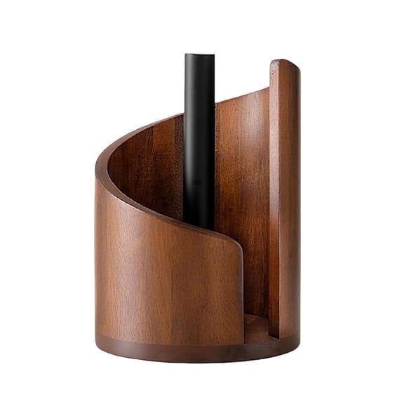 TUOBOS Countertop Paper Towel Holder, Mango Wood Stand with Metal Center Rod for Jumbo Rolls