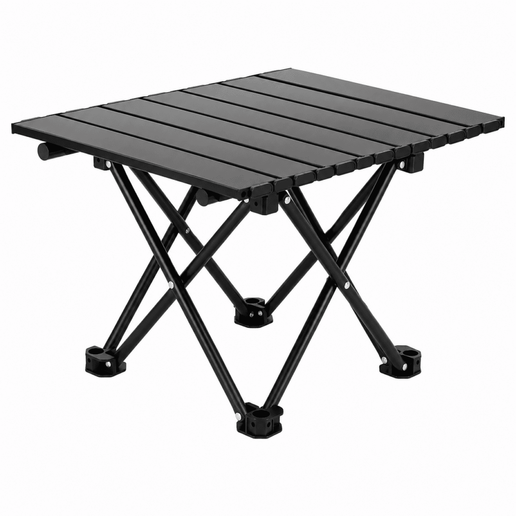 TUOBOS Portable Folding Camping Table, 15.7 x 12.6 x 11.4 in Carbon Steel Outdoor Side Table, Black