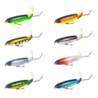TUOBOS 8-Pack Topwater Fishing Lures, 3.5 in Floating Propeller Tail Baits with Treble Hooks