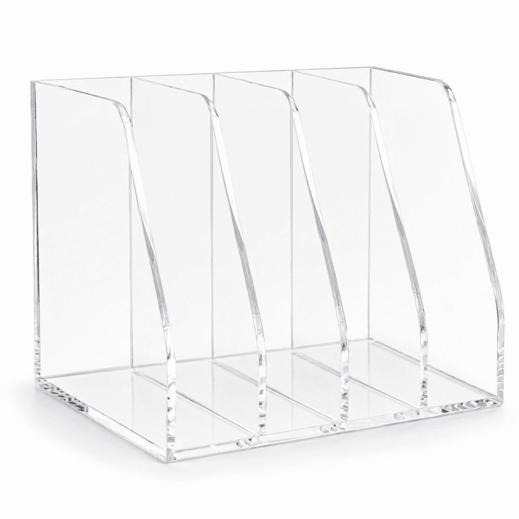 TUOBOS 4-Compartment Clear Acrylic File Organizer, Desktop Magazine and Document Holder