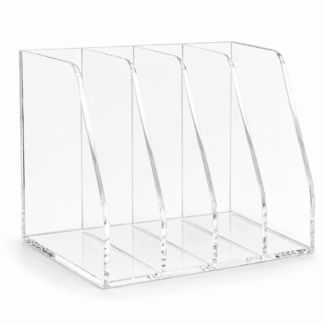 TUOBOS 4-Compartment Clear Acrylic File Organizer, Desktop Magazine and Document Holder