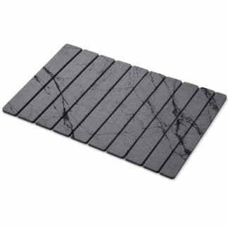 TUOBOS Foldable Stone Bath Mat, 23.6 x 15.4 in Quick Dry Absorbent Non Slip Shower Mat, Gray