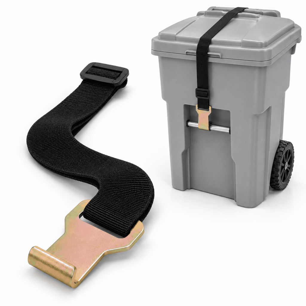 TUOBOS 2-Pack Trash Can Lid Lock Straps for 30-96 Gallon Bins, Adjustable Bungee Cord Fasteners