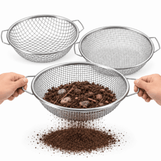 TUOBOS 3-Piece Galvanized Steel Soil Sifter Set with 3 Mesh Sizes for 5-Gallon Buckets