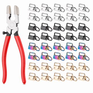 41 Pcs Key Fob Hardware Kit 1 Inch 4 Colors with Rubber Tip Pliers 7.8 In