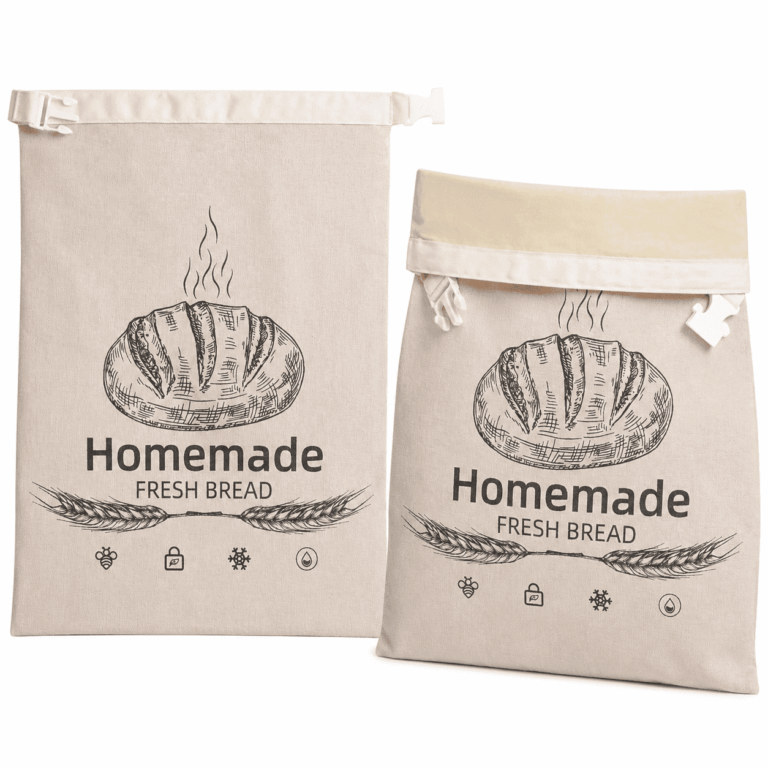 TUOBOS 2-Pack Beeswax Bread Bags, 17 x 13 in Reusable Linen Bread Storage Bags with Wide Zipper