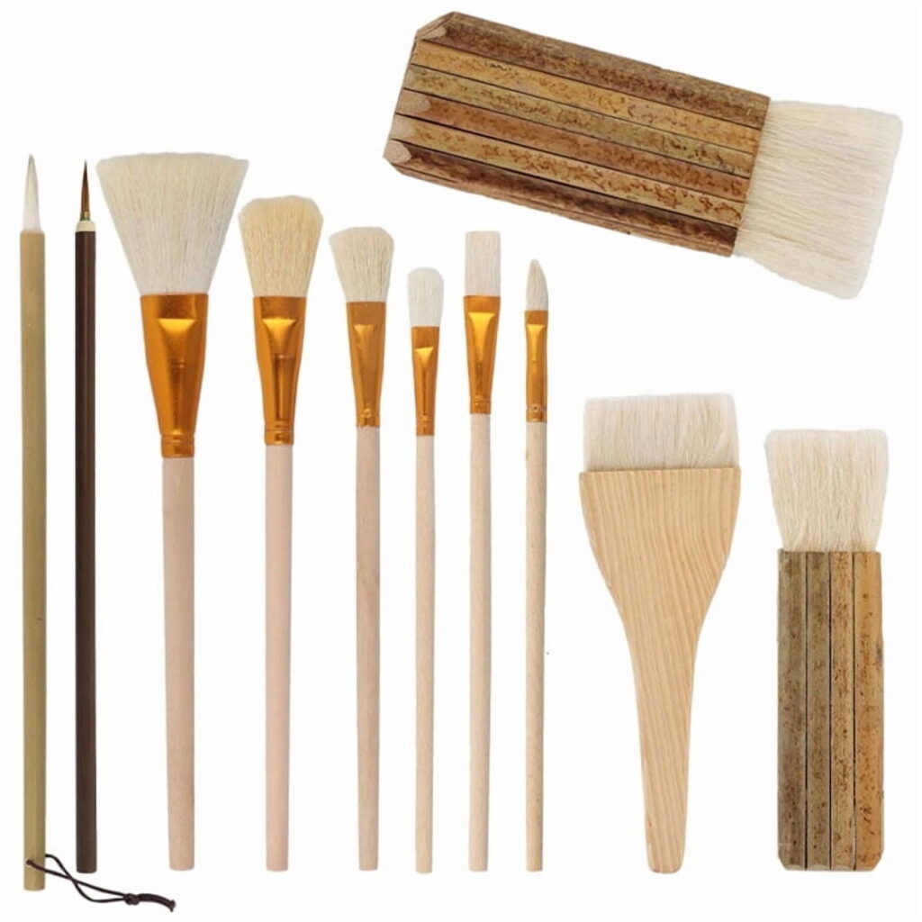Pottery Glaze Brushes, 10 PCS Ceramic Brush Set with Soft Wool Bristles, Different Shapes for Pottery Painting & Glazing, Art Supplies