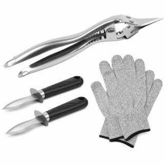 Stainless Steel Handheld Oyster Shucker Machine Kit 2 Knives Cut Resistant Gloves