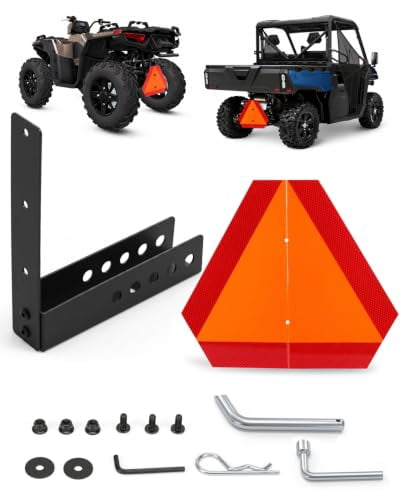 UTV Slow Moving Vehicle Sign Bracket Kit, 2 in Hitch Mount with Reflective SMV Triangle