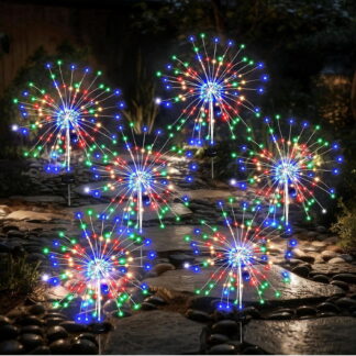 6 Pack Solar Firework Lights Outdoor Waterproof, 120 LED Sparkler String Lights with 8 Modes, Colorful Garden Decor for Yard Pathway Halloween