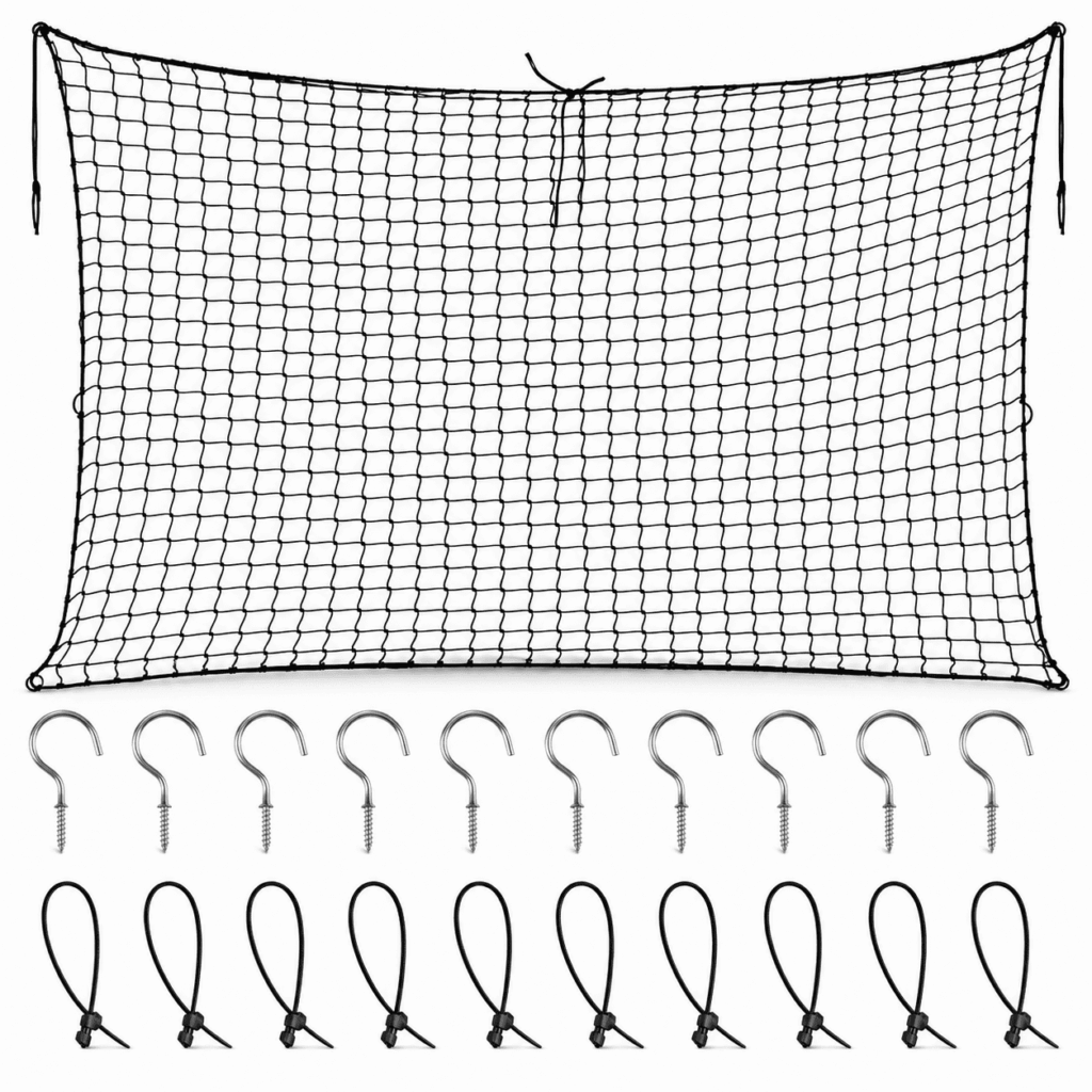 TUOBOS 71 x 47 in Hanging Pool Float Storage Mesh Bag with 10 Hooks and Zip Ties for Outdoor Toys