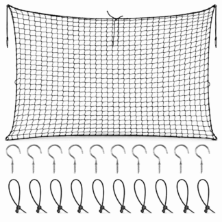 TUOBOS 71 x 47 in Hanging Pool Float Storage Mesh Bag with 10 Hooks and Zip Ties for Outdoor Toys