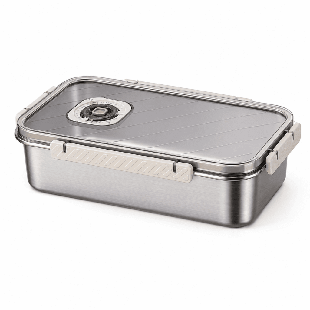 TUOBOS 3.7 Qt 304 Stainless Steel Bread Box with Airtight Lid, Date Dial and Air Vent