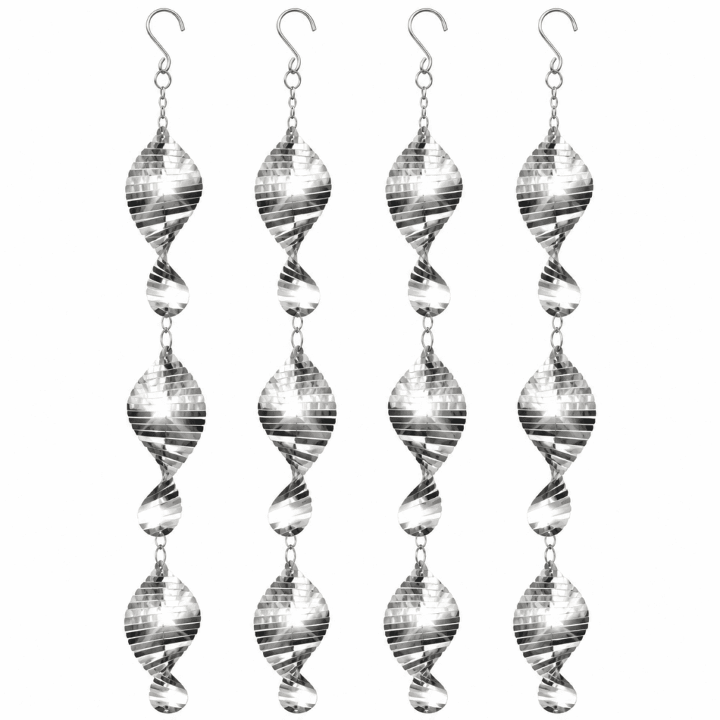 TUOBOS 12-Piece Reflective Bird Deterrent Spinners, 4 Hanging Stainless Steel Chains for Outdoor Use