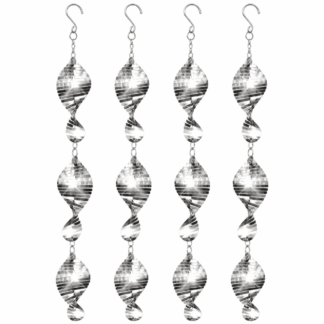 TUOBOS 12-Piece Reflective Bird Deterrent Spinners, 4 Hanging Stainless Steel Chains for Outdoor Use