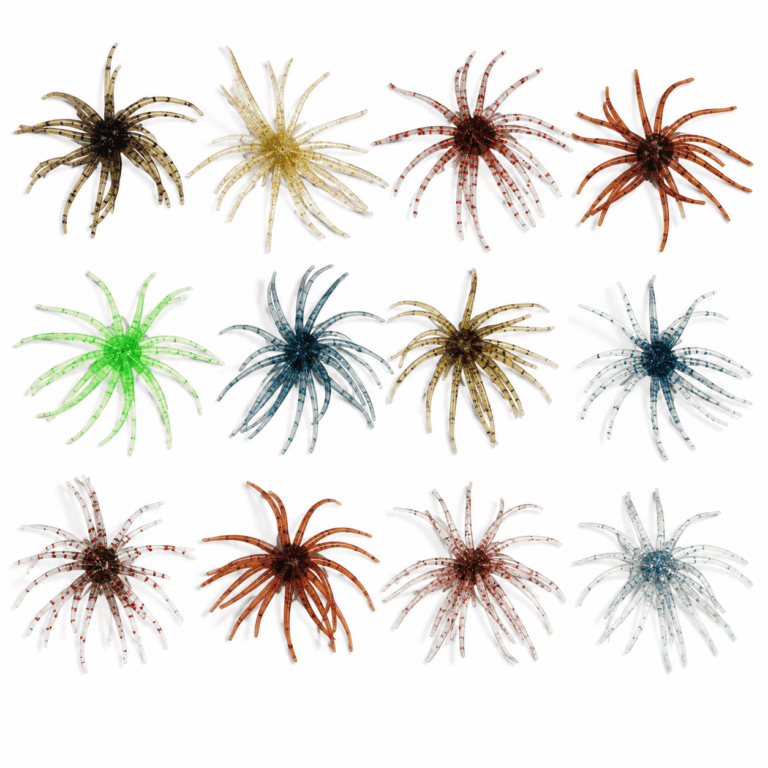 12 Pack Sea Urchin Soft Fishing Lures, Creature Baits with Flexible Legs for Bass Trout Crappie, Assorted Colors, 2.36 in